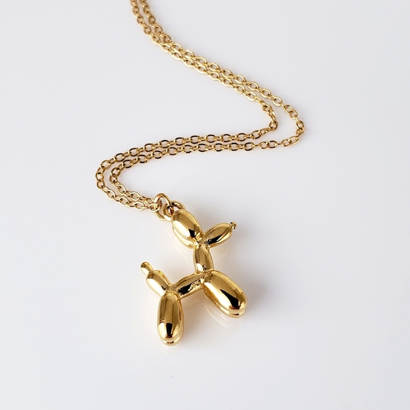 NEW Gold Balloon Animal Puppy Dog Necklace - Picture 9 of 9